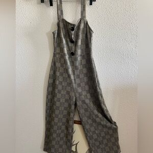 Stylish Gray Plaid Jumpsuit